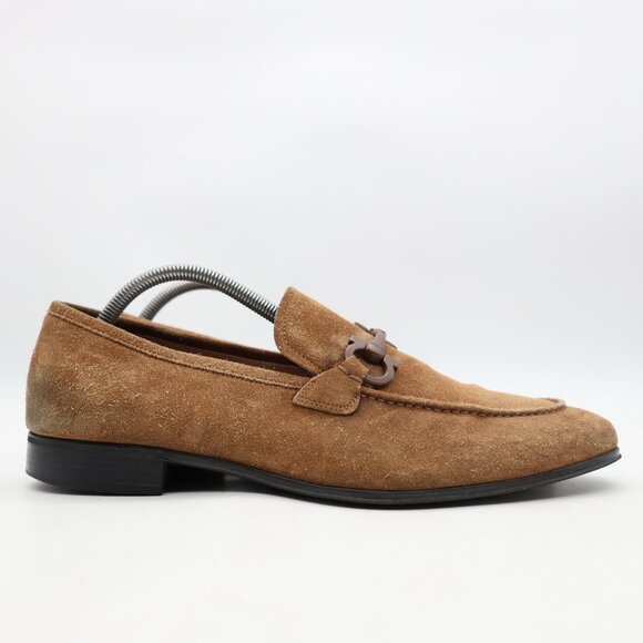 Salvatore Ferragamo Flori 2 Men's 9 EE Beige Suede Loafer Slip On Dress Shoes - Picture 1 of 12